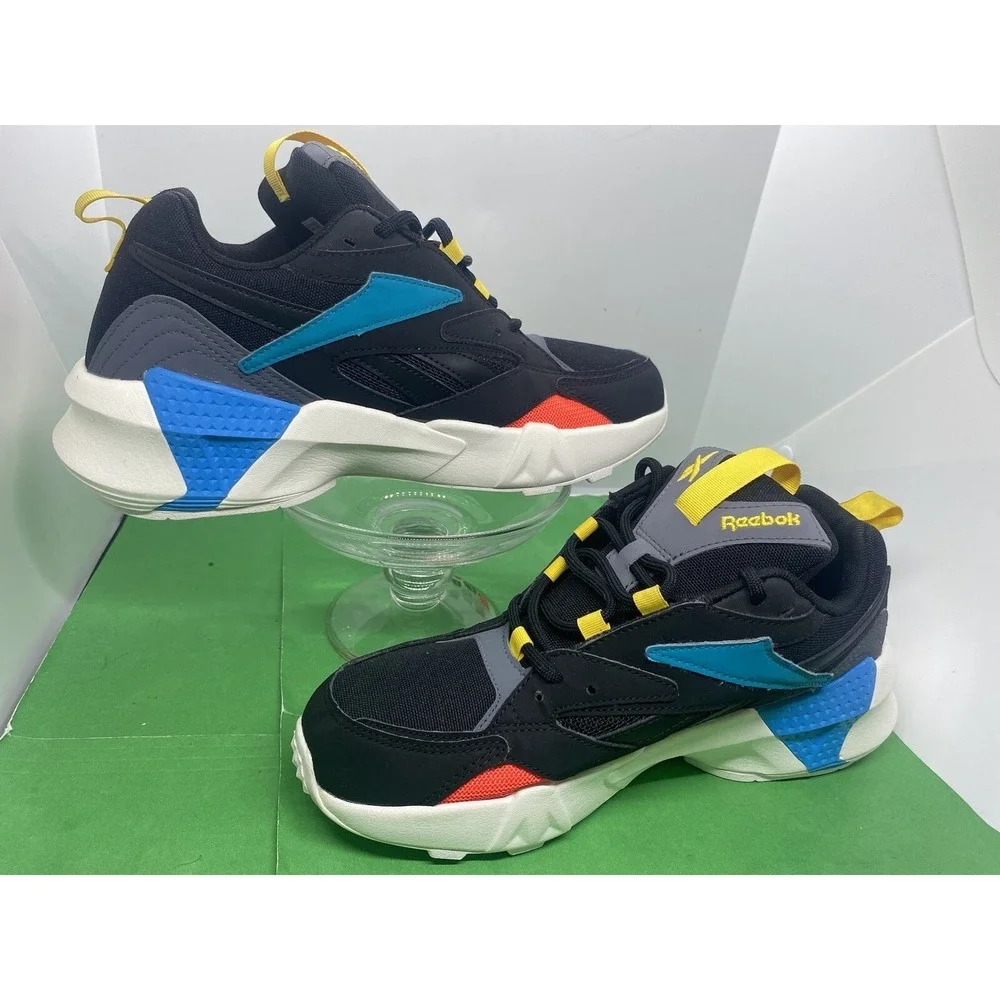 Reebok Womens Black Aztrek Double Mix Pops DV8172 Lace Up Sneaker Shoes Sz 9.